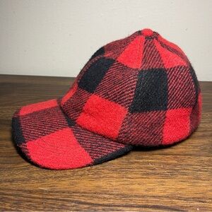 Vintage Felted Wool Red Buffalo Plaid Winter Baseball Hat by Crown Caps Winnipeg